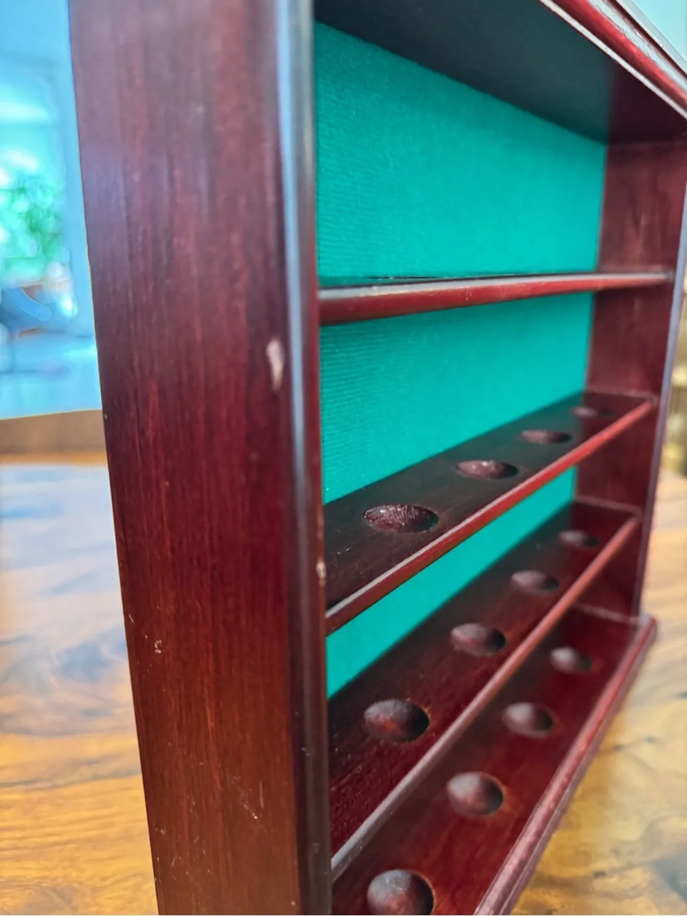 16 Ball Mahogany Wood Golf Ball Display Cabinet Case Rack Wall Mount
